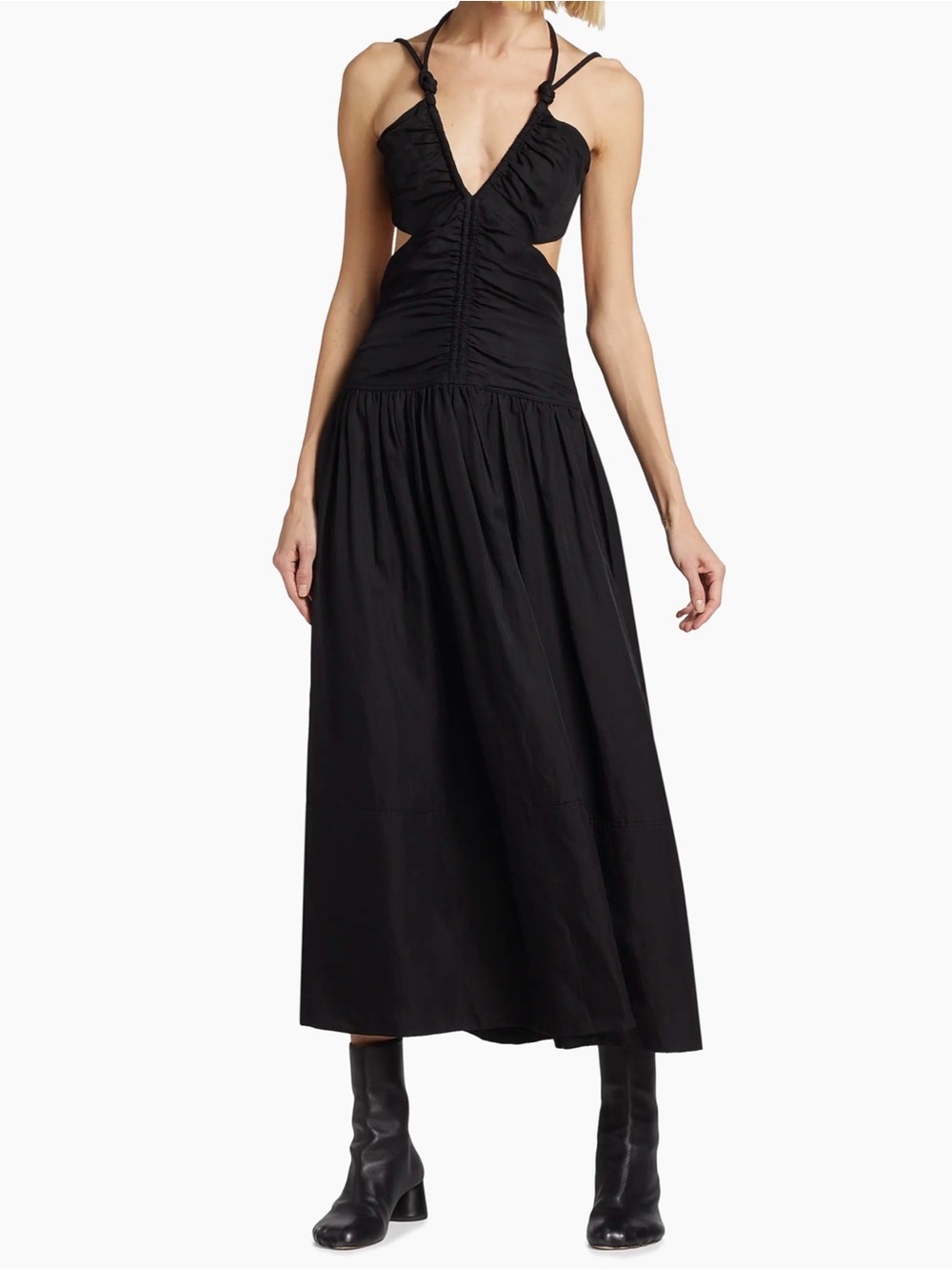 NEW NWOT proenza schouler ruched cut out maxi dress black 4 strappy cut outs